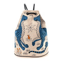 Cotton Canvas Les Leopards Tote Bag Bleu Sable