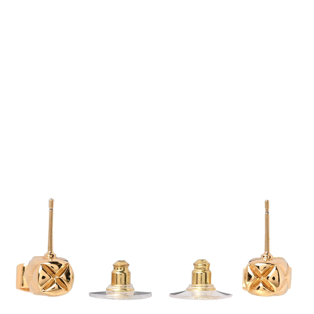 Metal CC Drop Earrings Gold