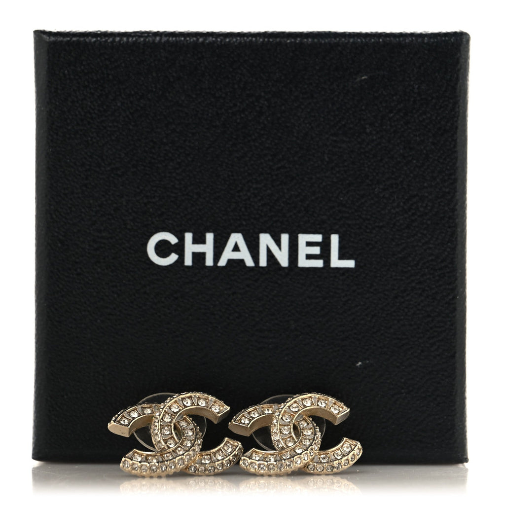 Crystal Timeless CC Earrings Light Gold
