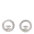 Crystal CC Round Earrings Silver