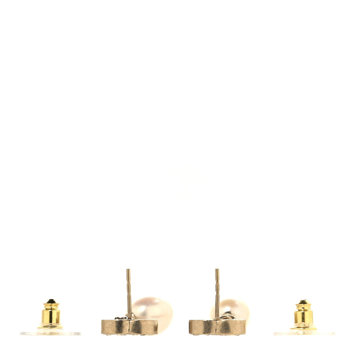 Crystal Pearl CC Drop Earrings Gold