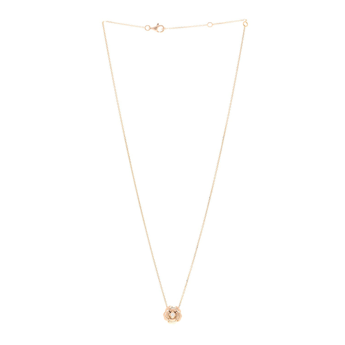 18K Rose Gold Diamond Extrait de Camélia Pendant Necklace