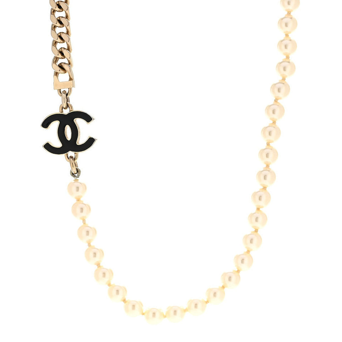Pearl Resin CC Choker Necklace Gold White Black