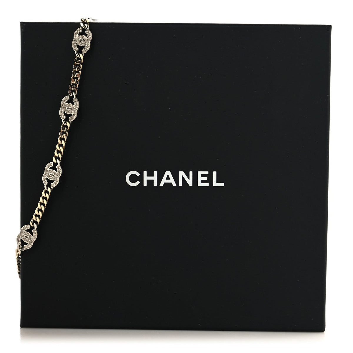 Crystal Chain CC Link Choker Gold Silver