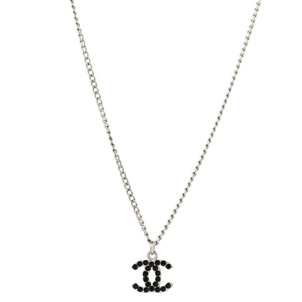 Crystal CC Necklace Silver Black