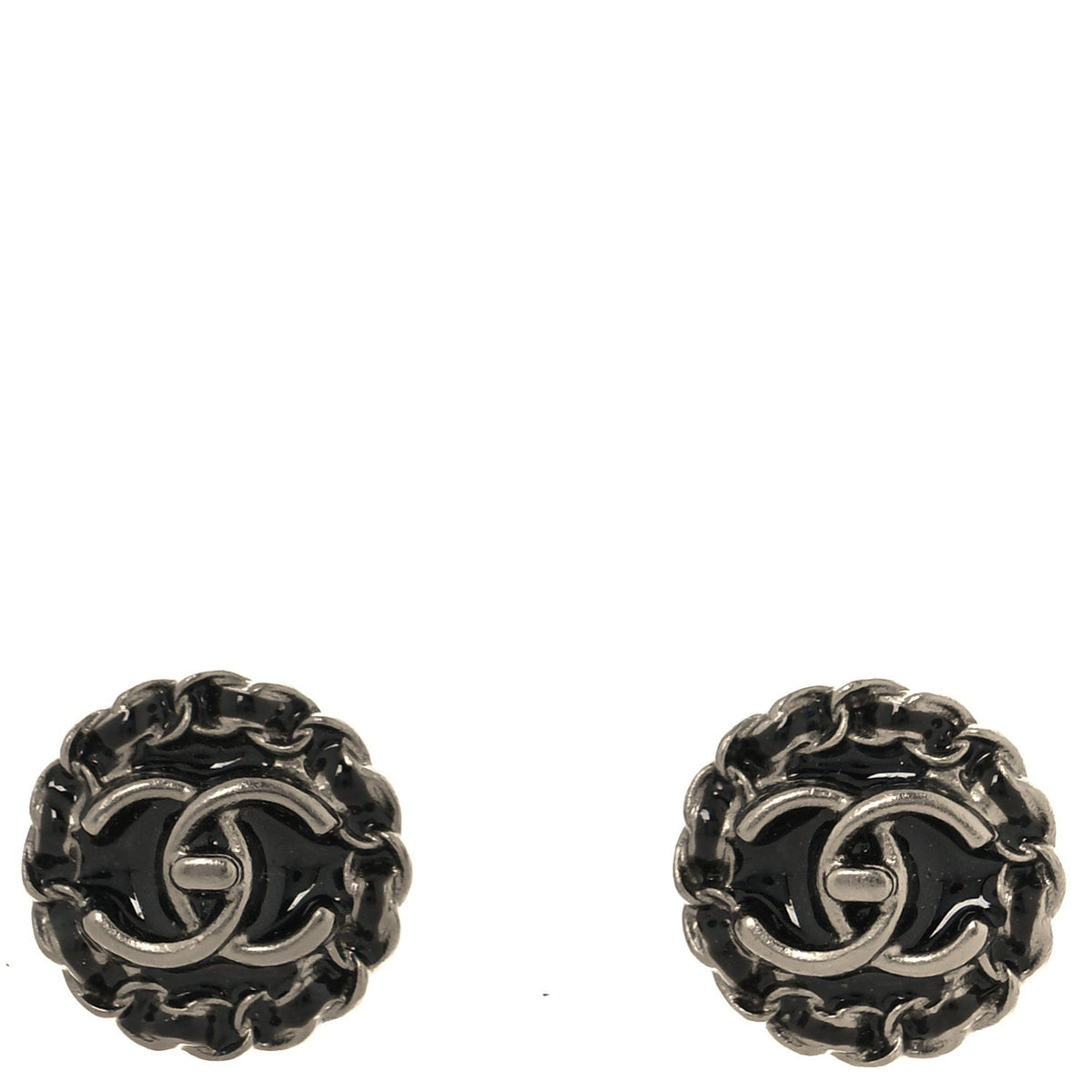 CC Chain Round Earrings Ruthenium Black Ruthenium Black