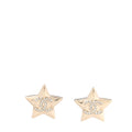 Metal Crystal CC Star Clip On Earrings Gold