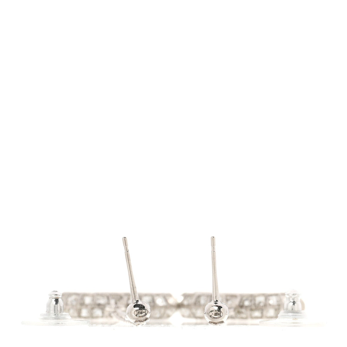 Baguette Crystal CC Drop Earrings Silver