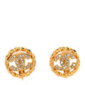 Crystal CC Round Clip On Earrings Gold