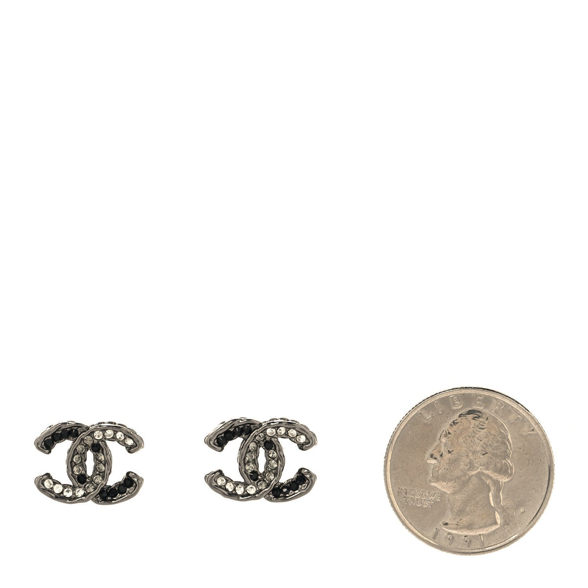 Ruthenium Crystal CC Earrings Black