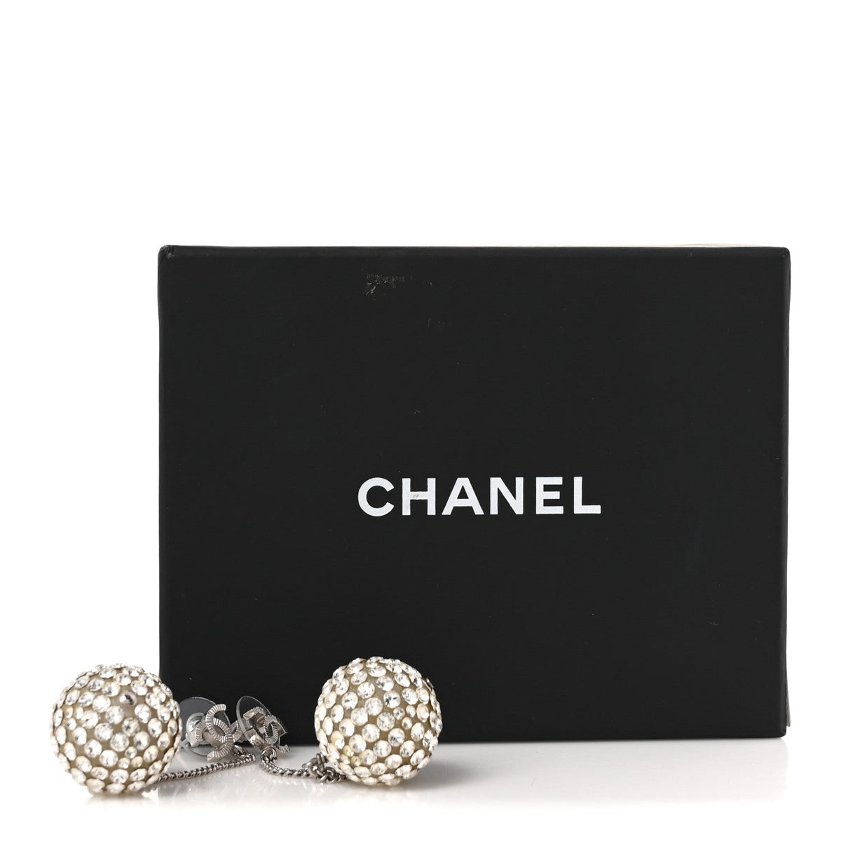 Crystal CC Ball Drop Earrings Silver
