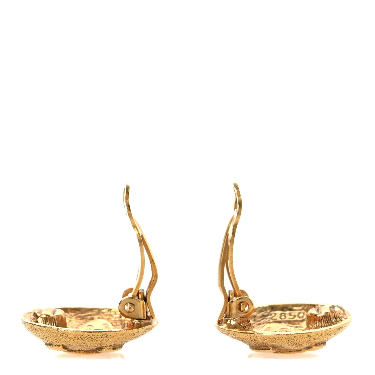 Round CC Clip On Earrings Gold