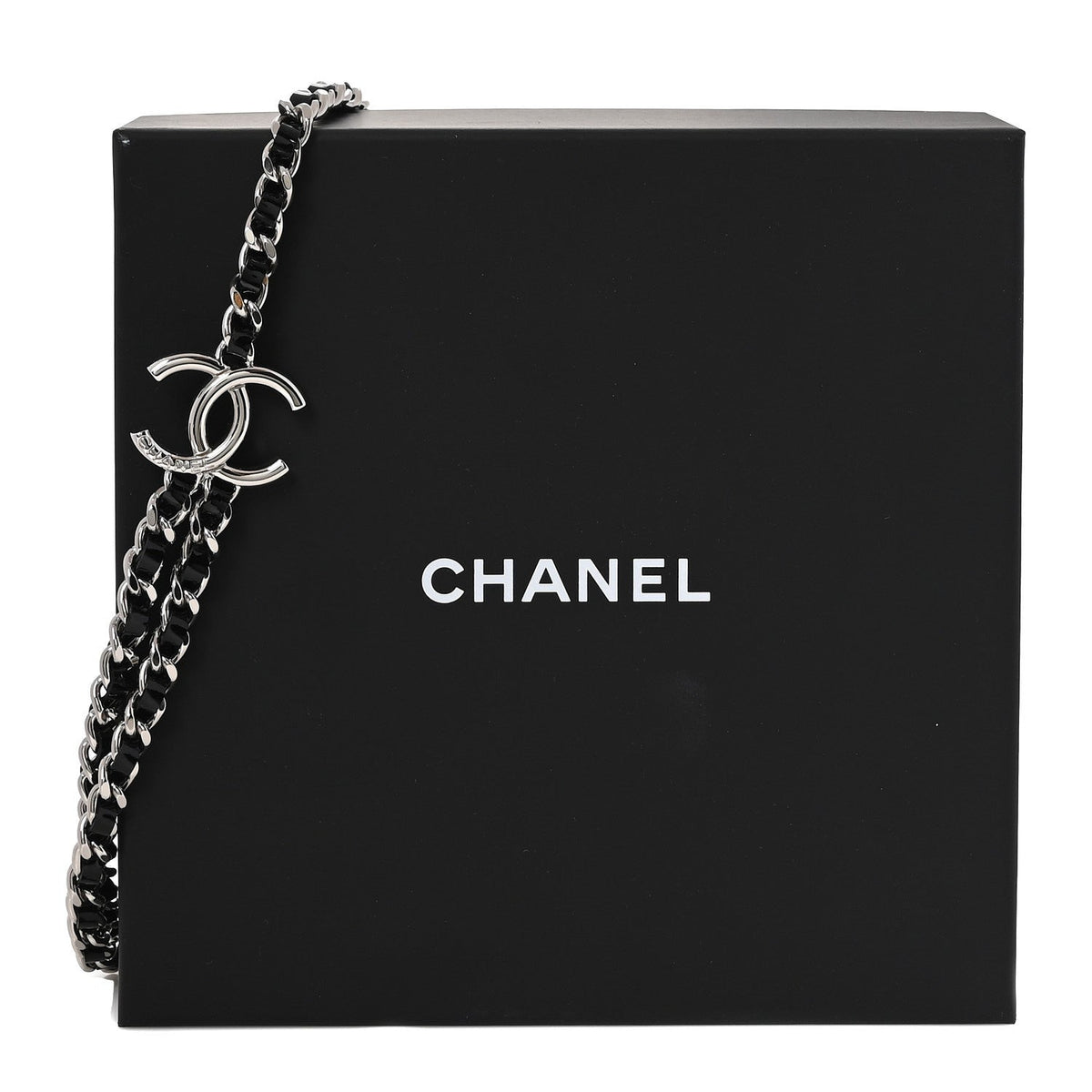 Metal Patent CC Double Chain Choker Black Silver