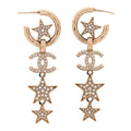Crystal CC Star Long Drop Earrings Gold