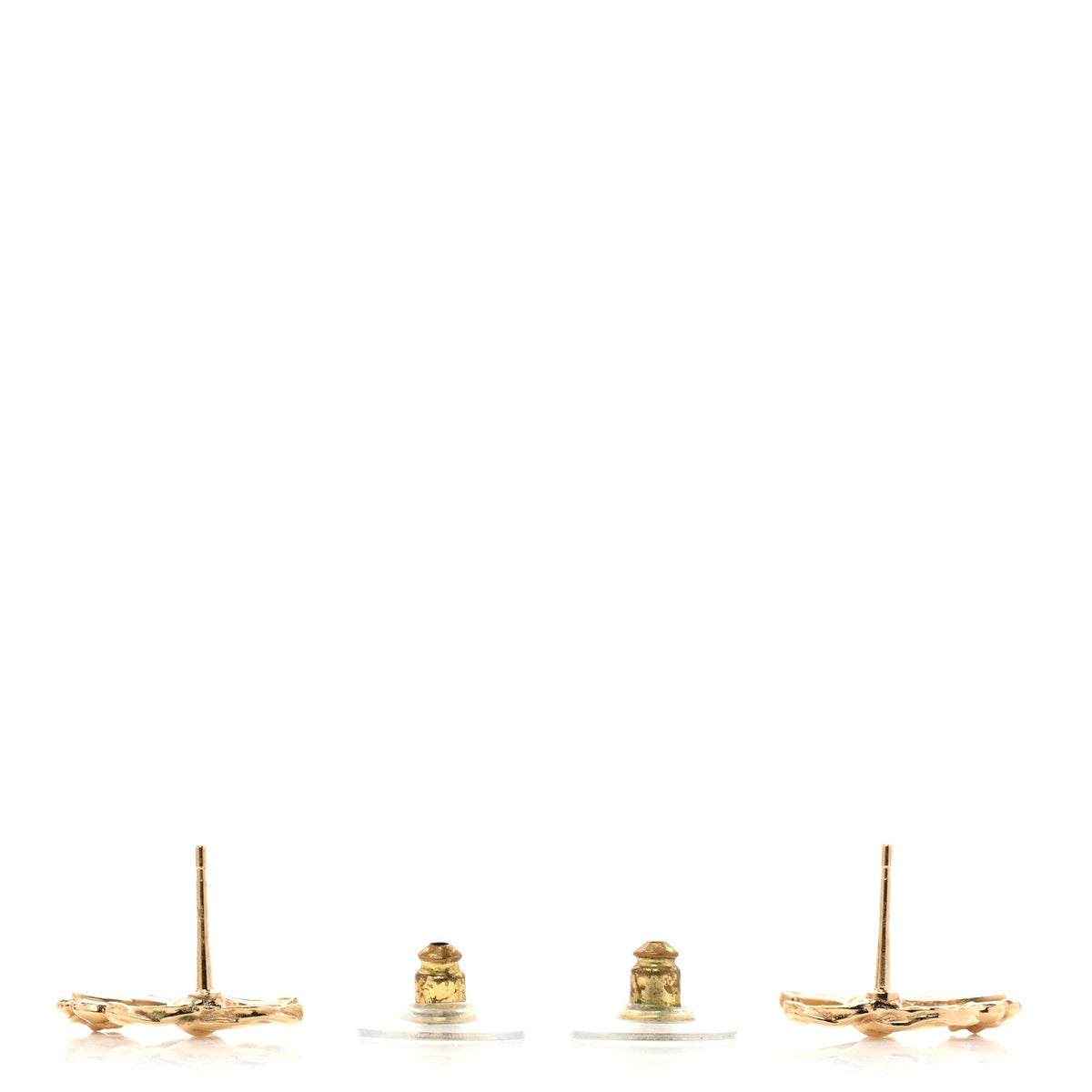 Metal Camellia CC Earrings Gold