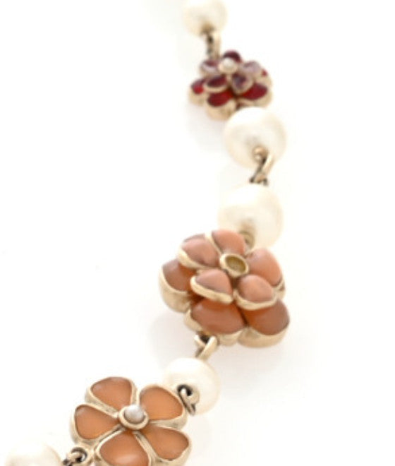 Pearl Gripoix Enamel Camellia Belt Gold Multicolor