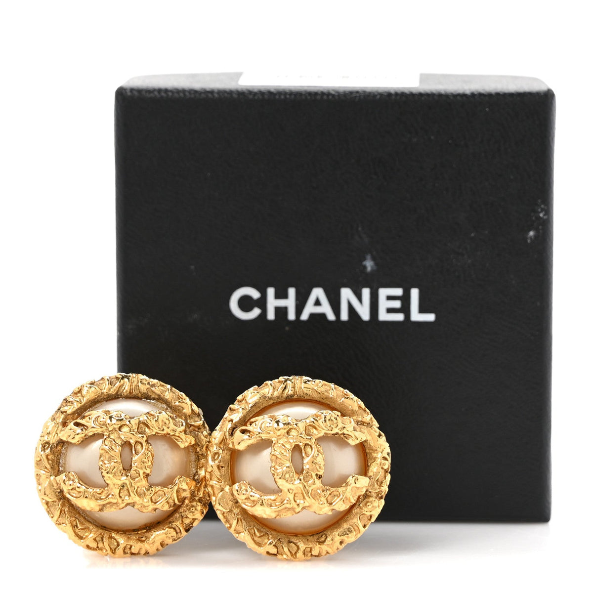 Textured CC Clip On Earrings Gold