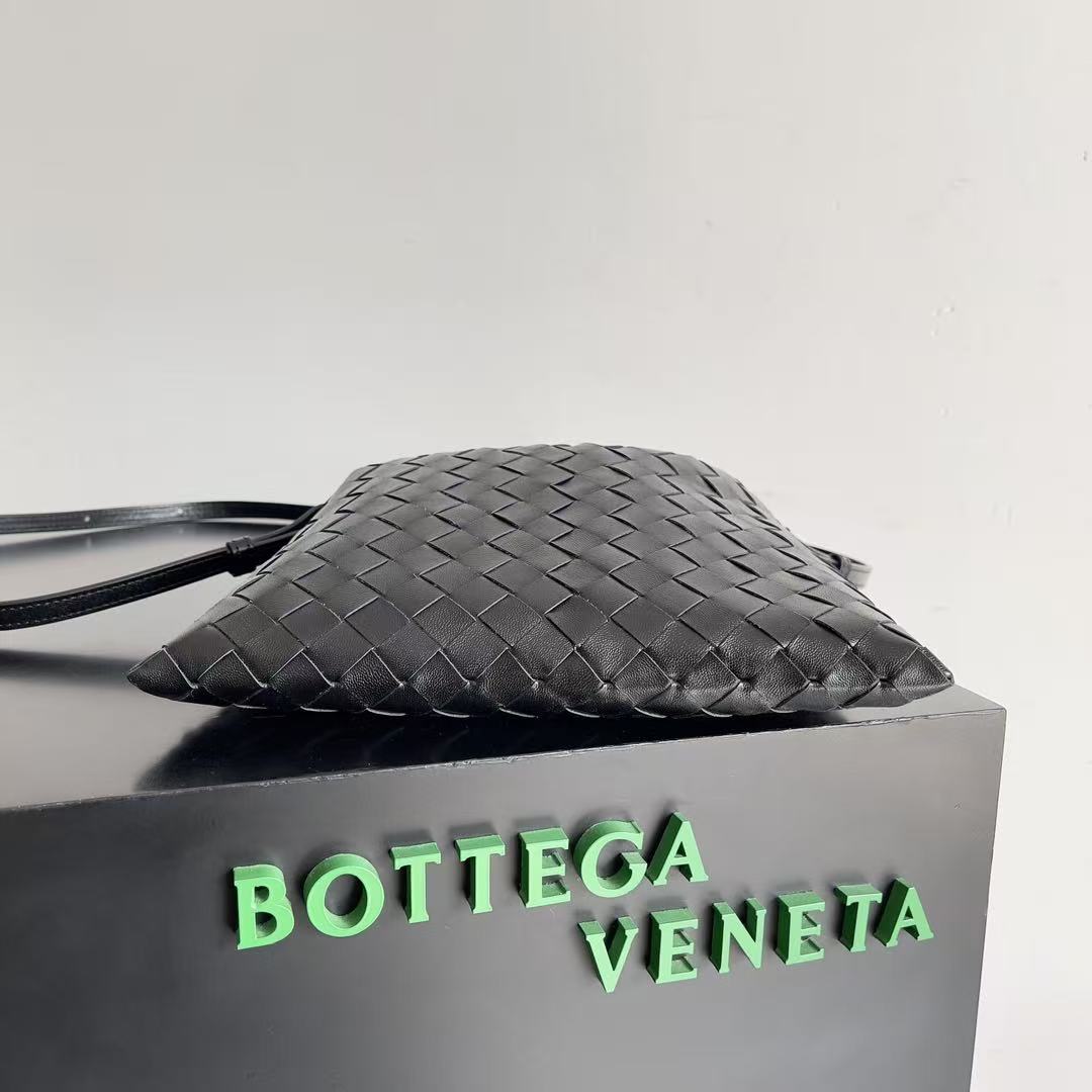 BV Mini Hop Hobo Bag Black Intrecciato Calfskin