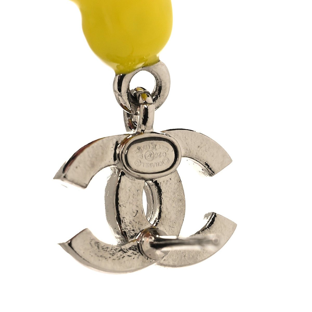 Metal Resin Strass Crystal CC Baby Chick Pendant Earrings Silver Yellow Orange
