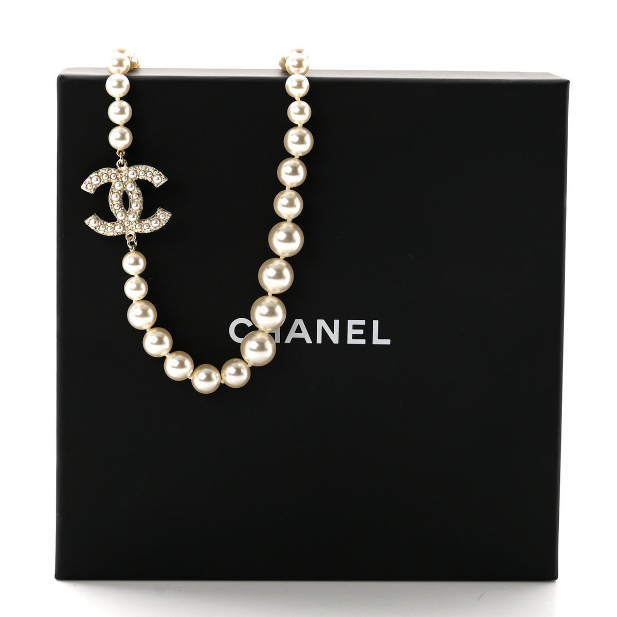 Pearl CC 100th Anniversary Necklace Light Gold