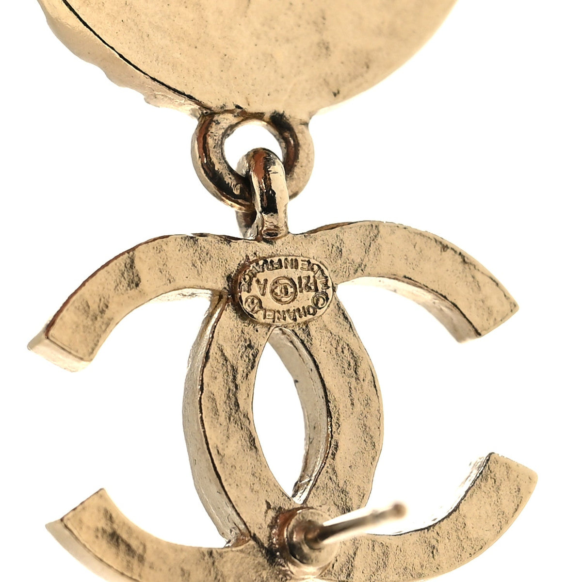 Crystal CC Medallion Drop Earrings Gold