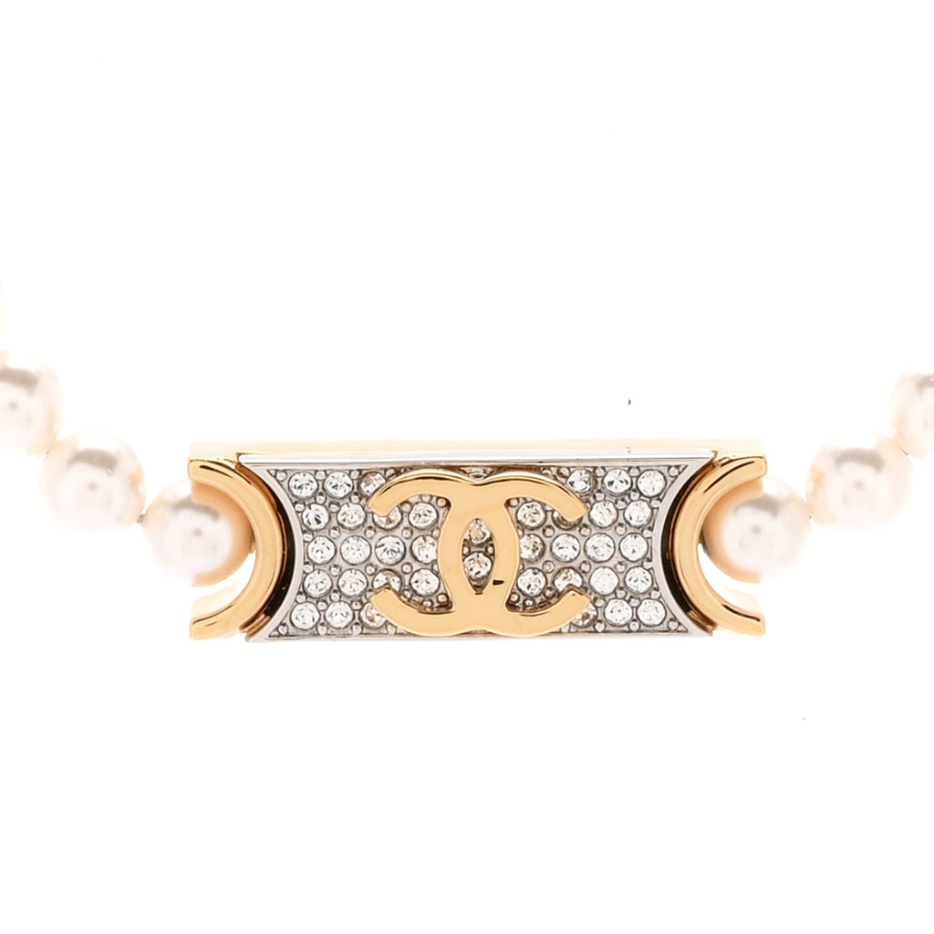 Metal Marble CC Chain Choker Necklace Gold White Gray