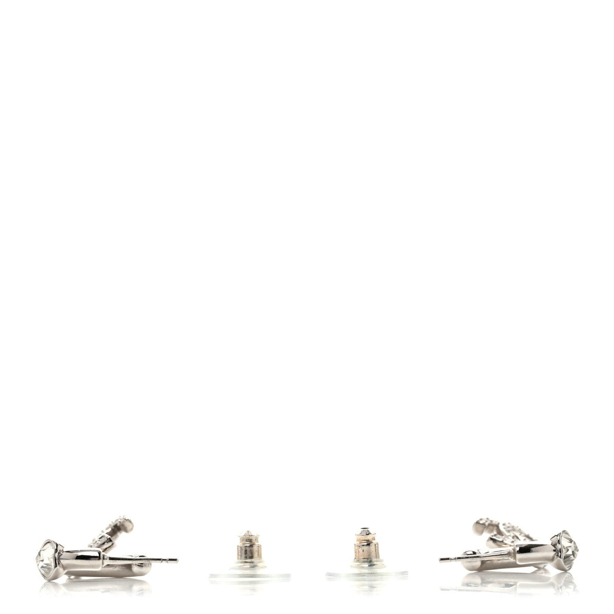 Crystal CC Heart Drop Hoop Earrings Silver