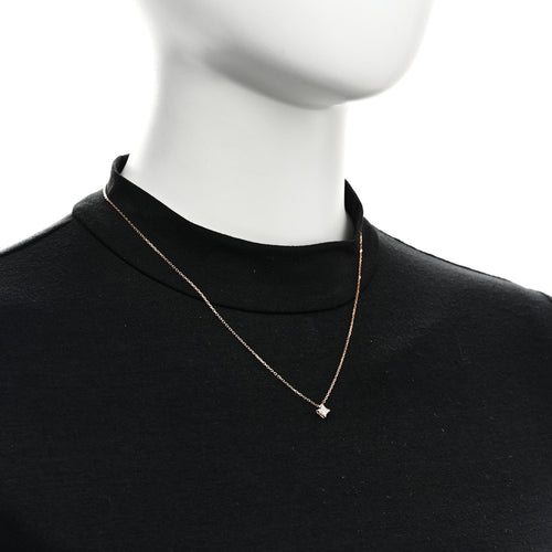 18K Pink Gold Diamond .38ct LV Monogram Star Cut Pendant Necklace