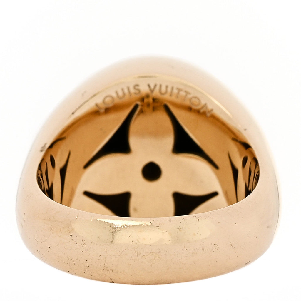18K Yellow Gold Diamond Malachite Blossom Signet Ring 49 5