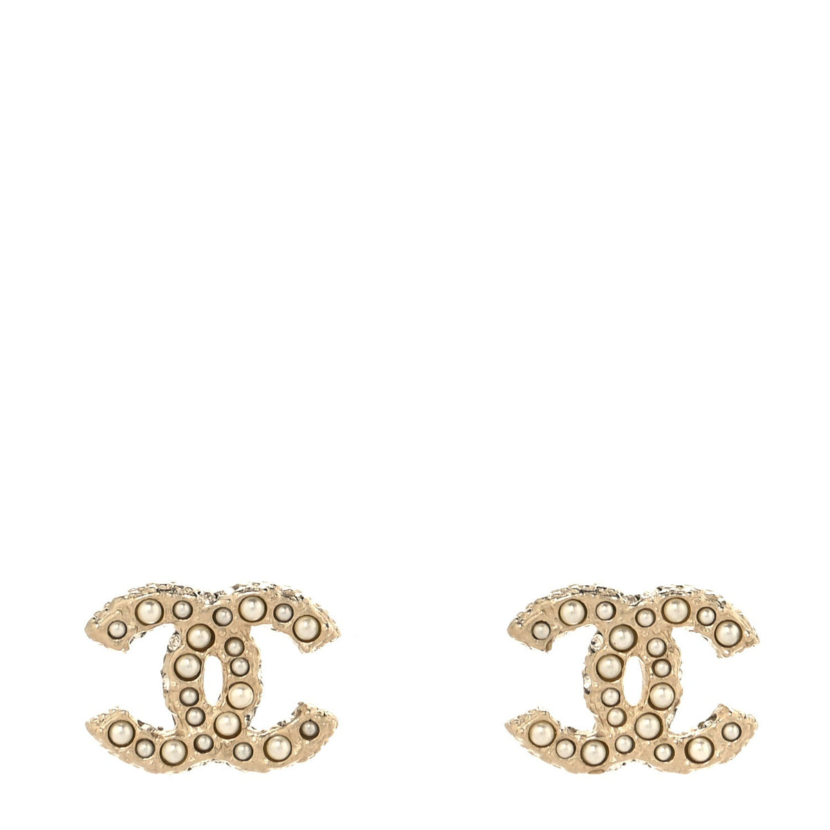 Metal Graduated Pearl Crystal CC Earrings Light Gold