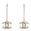 Baguette Crystal CC Drop Earrings Silver