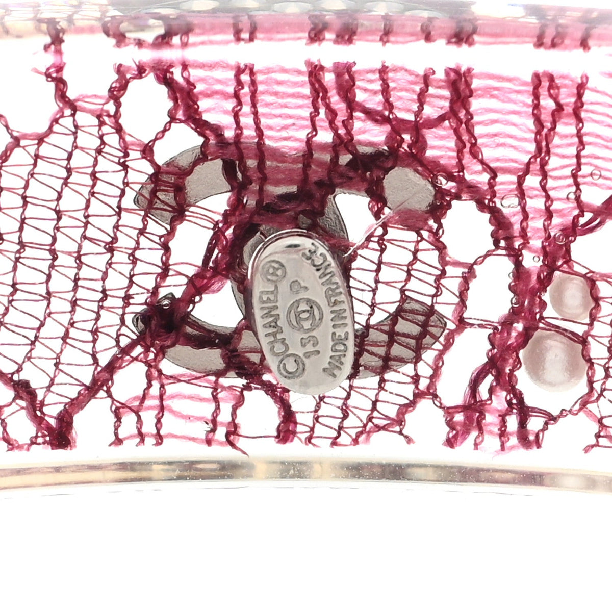 Resin Lace Crystal CC Bangle Transparent Pink