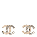 Metal Crystal CC Earrings Gold