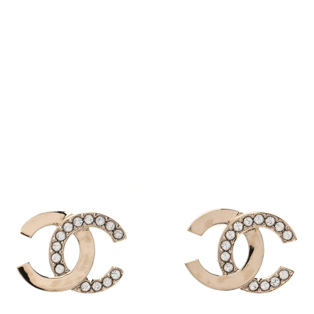 Metal Crystal CC Earrings Gold