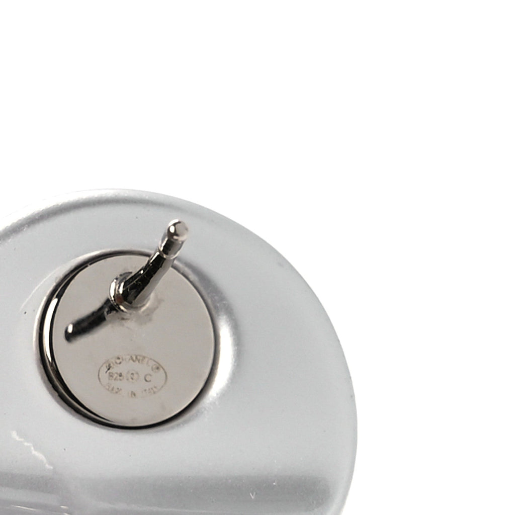 Resin Metal CC Stud Earrings Silver Pearly White