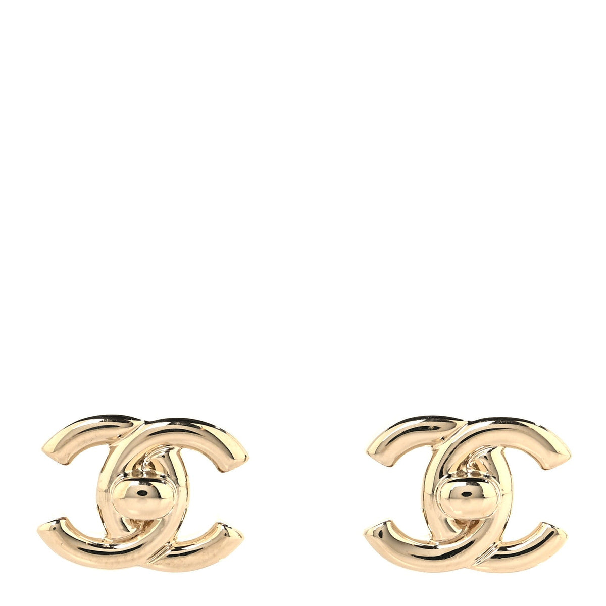 Metal CC Turnlock Earrings Gold