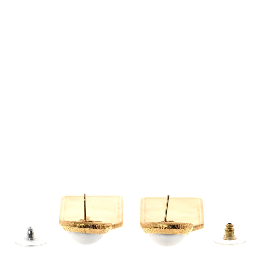 Pearl CC Tags Drop Earrings Gold