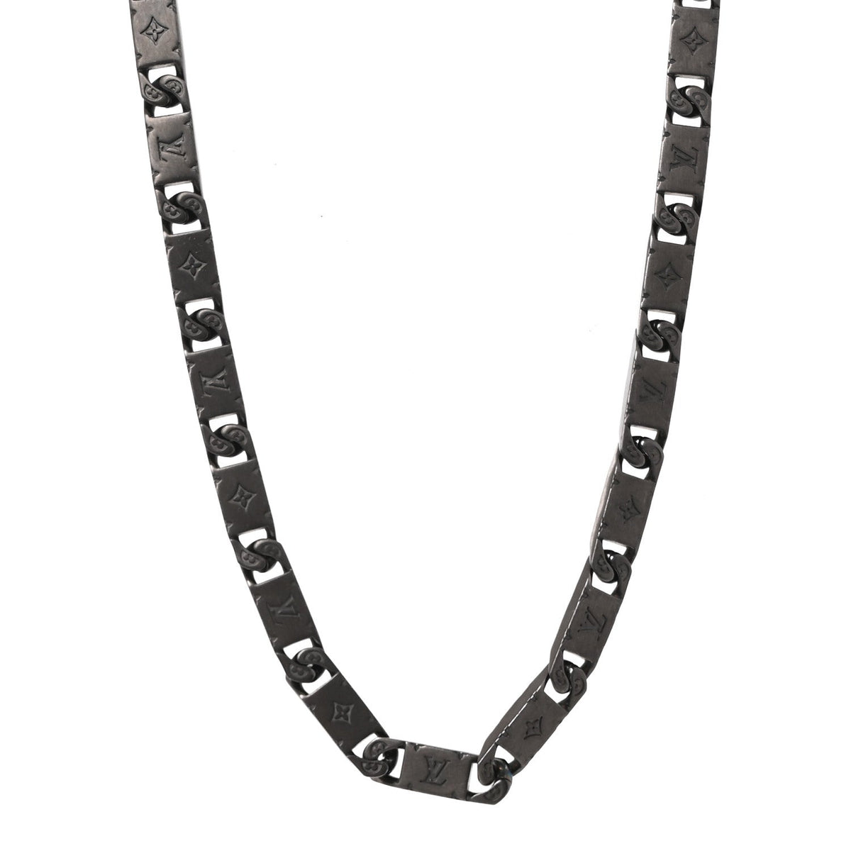 Metal Monogram Tied Up Necklace Black