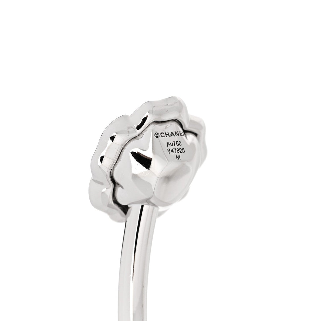 18K White Gold Diamond Camelia Precieux Cuff Bracelet M