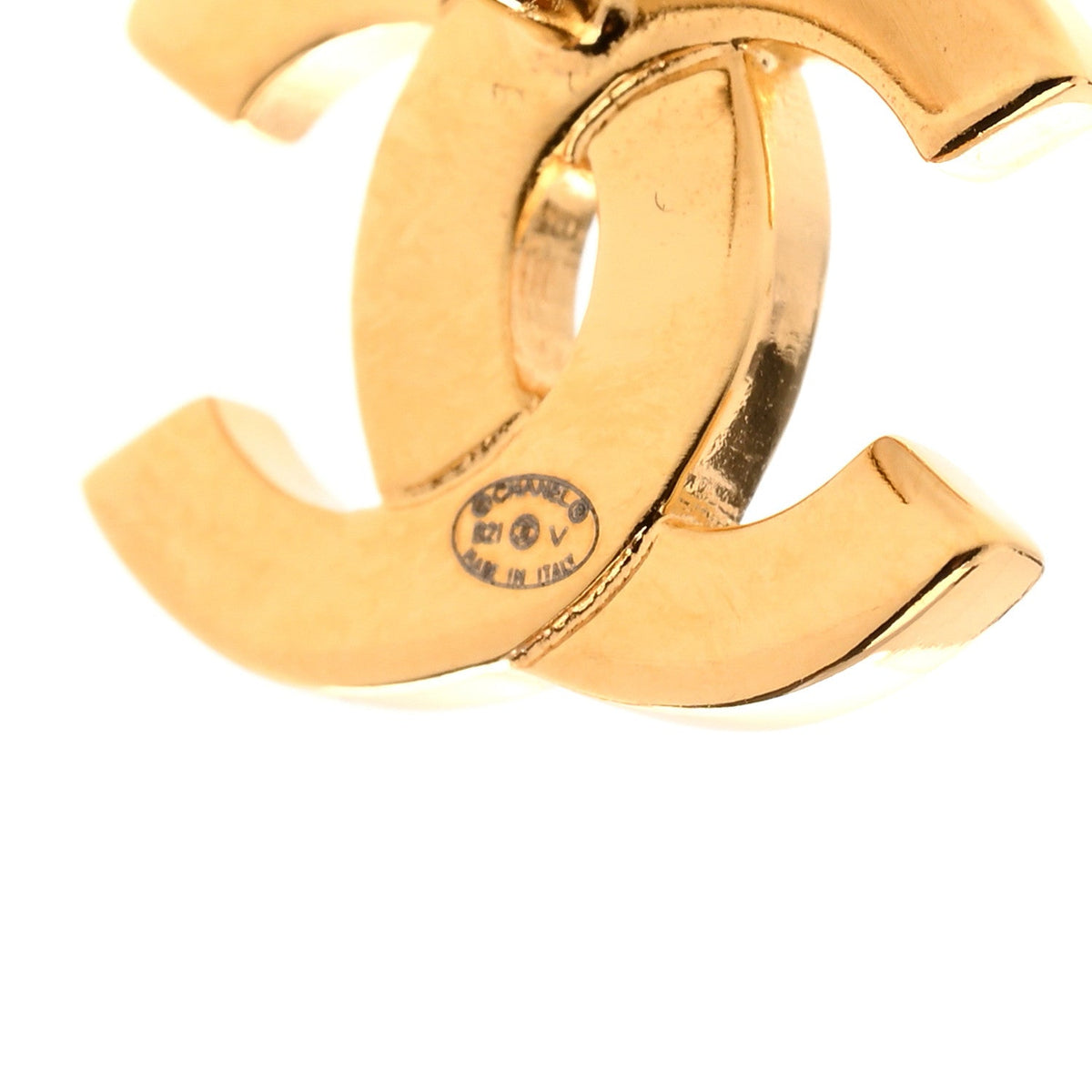 Metal CC Paris Button Stud Earrings Gold