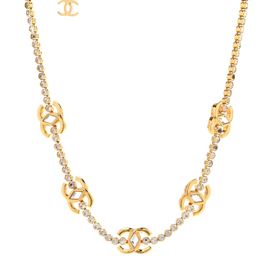 Metal Crystal CC Marquise Choker Gold