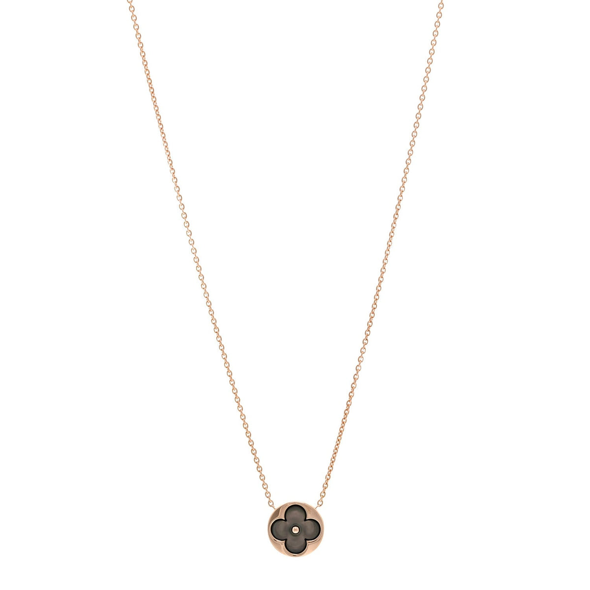 18K Pink Gold Grey Mother Of Pearl Blossom Sun Pendant Necklace