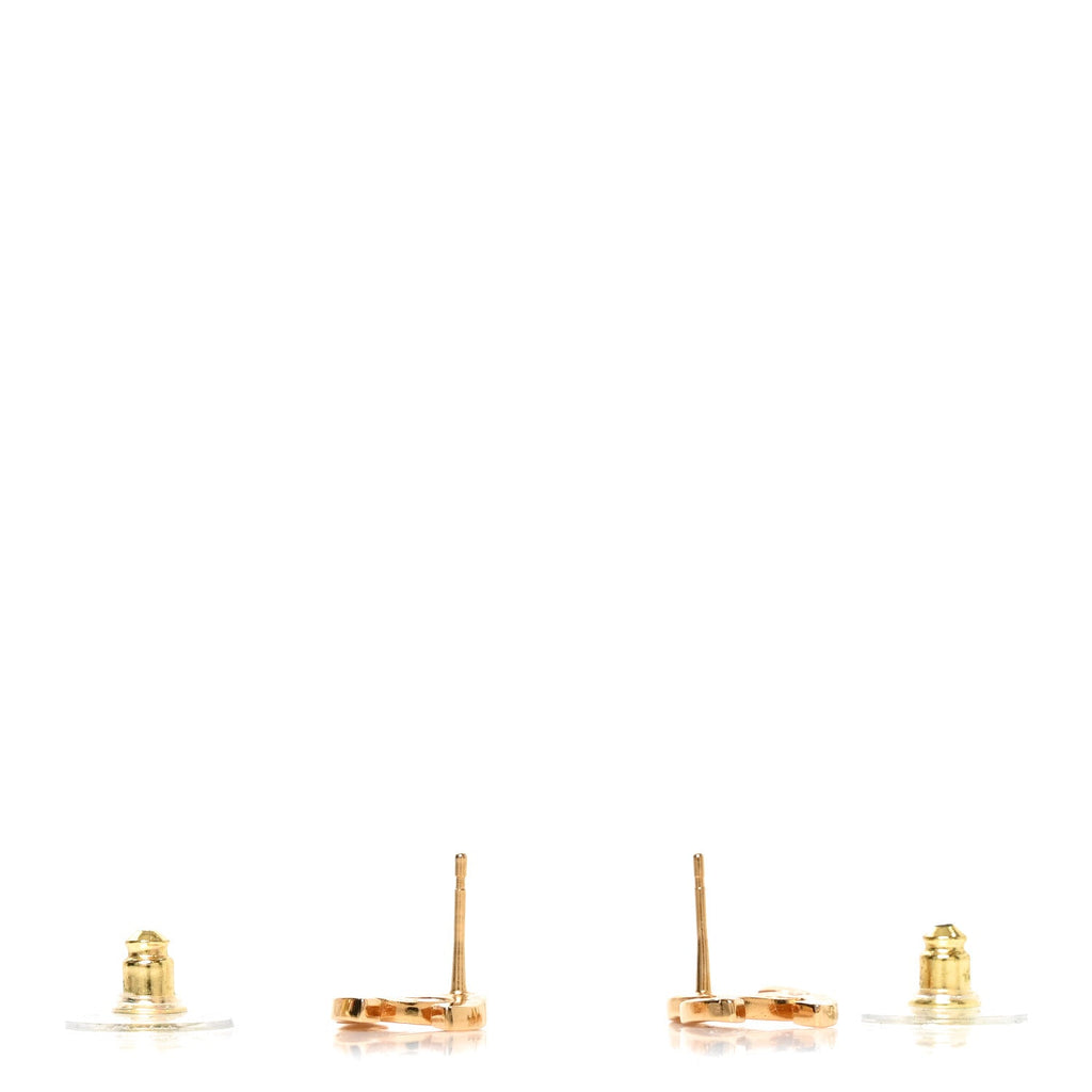 Metal CC Paris Button Stud Earrings Gold