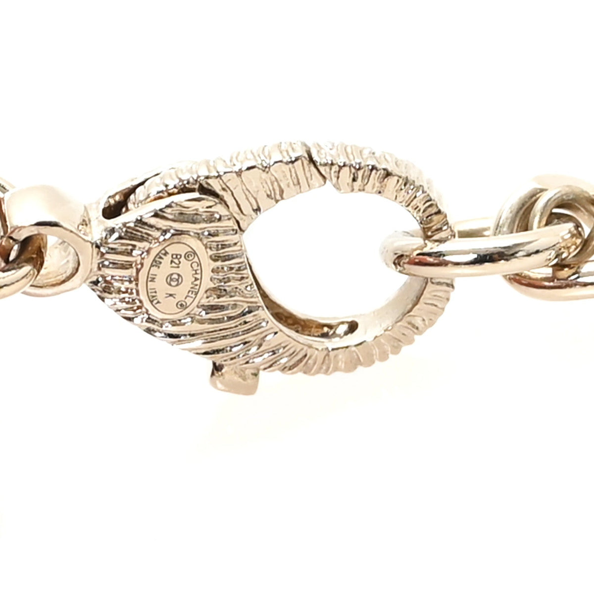Graduated Pearl Crystal CC Long Necklace Gold Pearly White