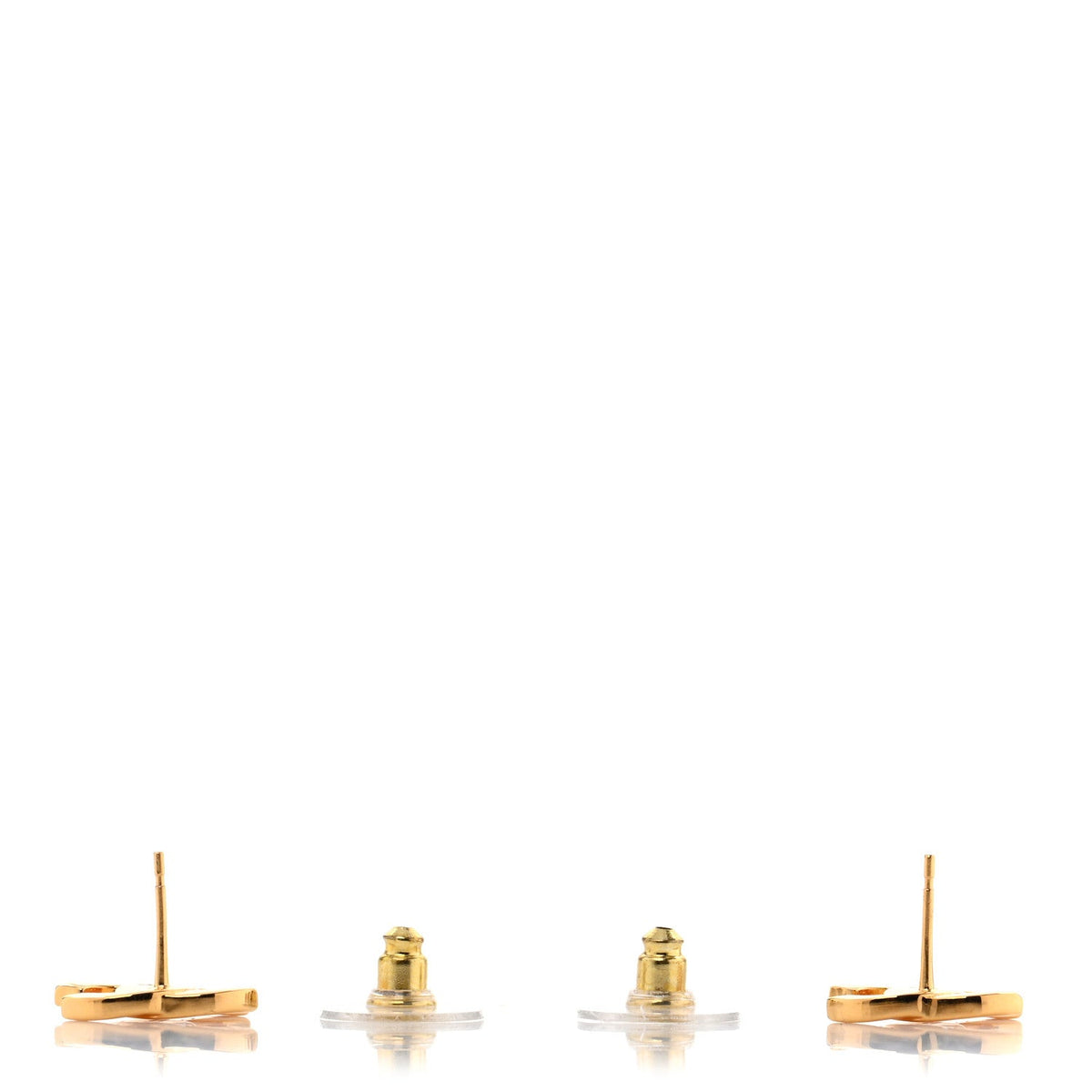 Metal CC Paris Button Stud Earrings Gold