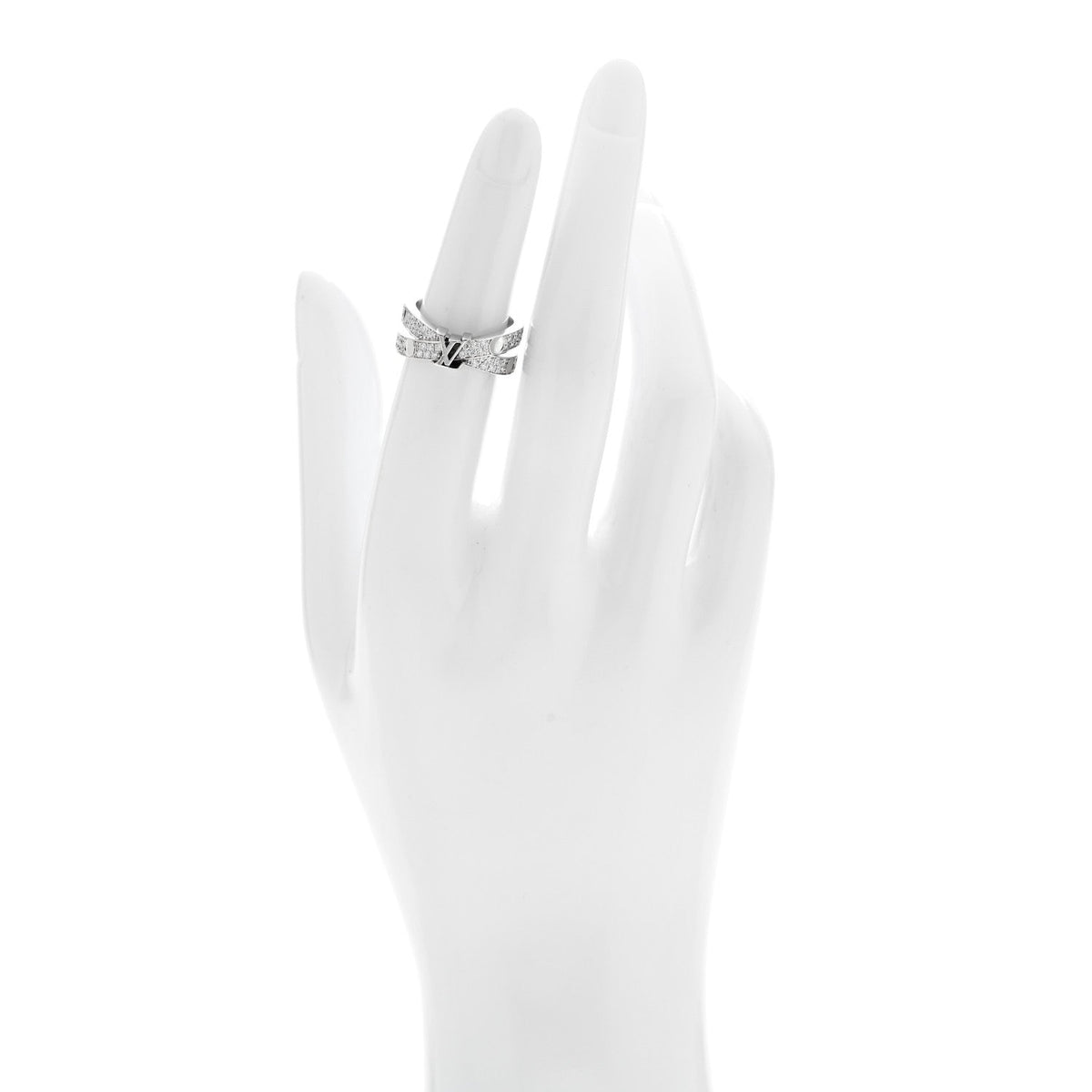 18K White Gold Diamond Empreinte Double Pave Ring 49 5