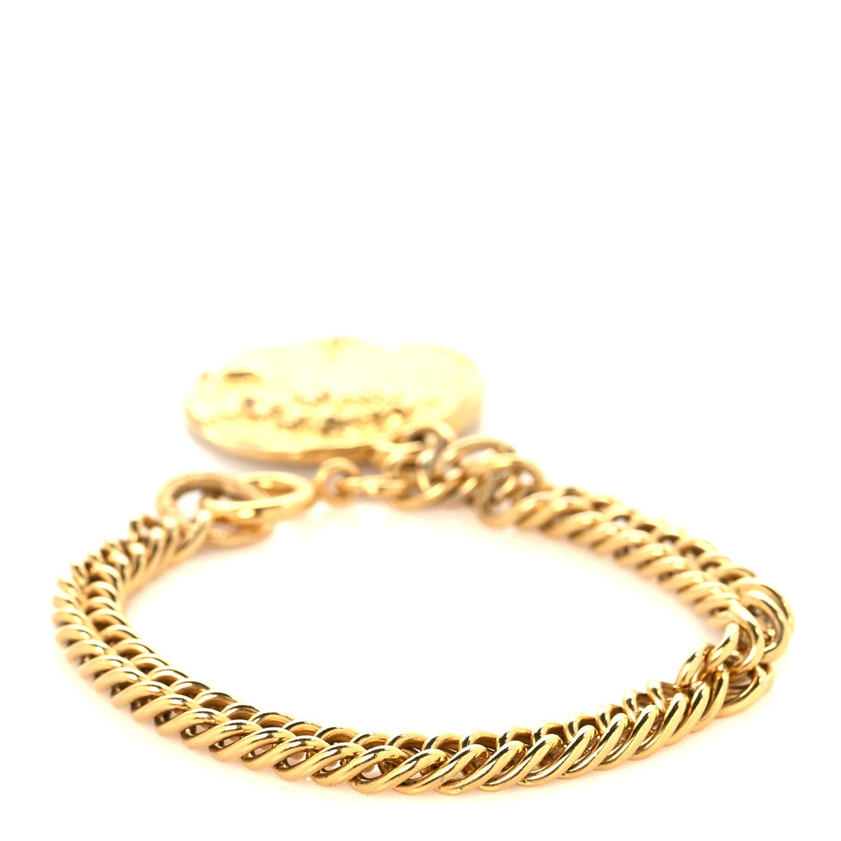 Metal Medallion Chain Bracelet Gold