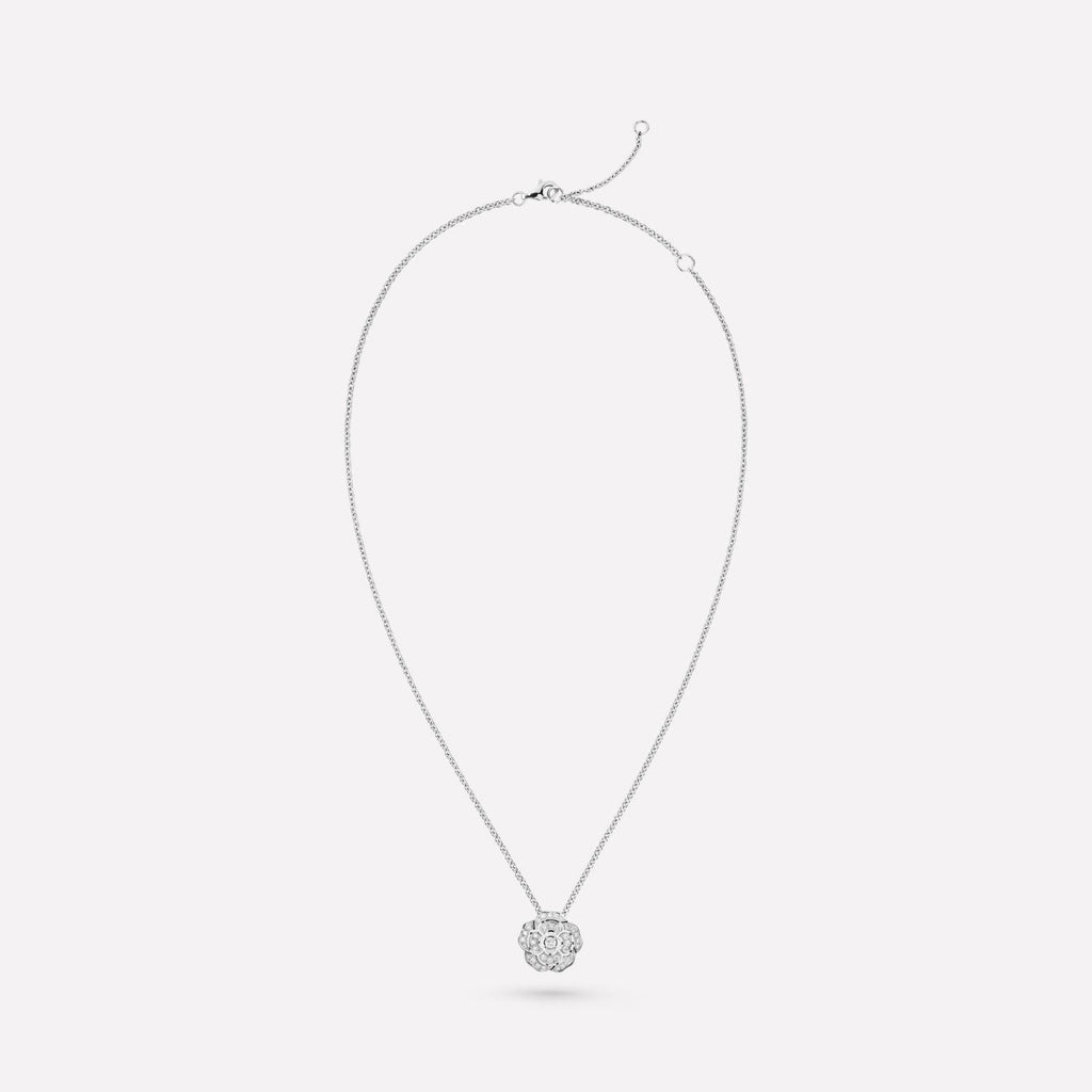 BOUTON DE CAMELIA NECKLACE SILVER DIAMOND