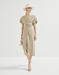 Brunello Cucinelli 26s Wrap-Effect Dress Viscose Linen 398865