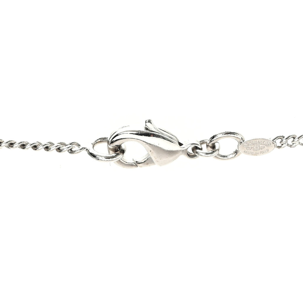 Enamel CC Padlock Heart Key Necklace  Silver Rose Salmon